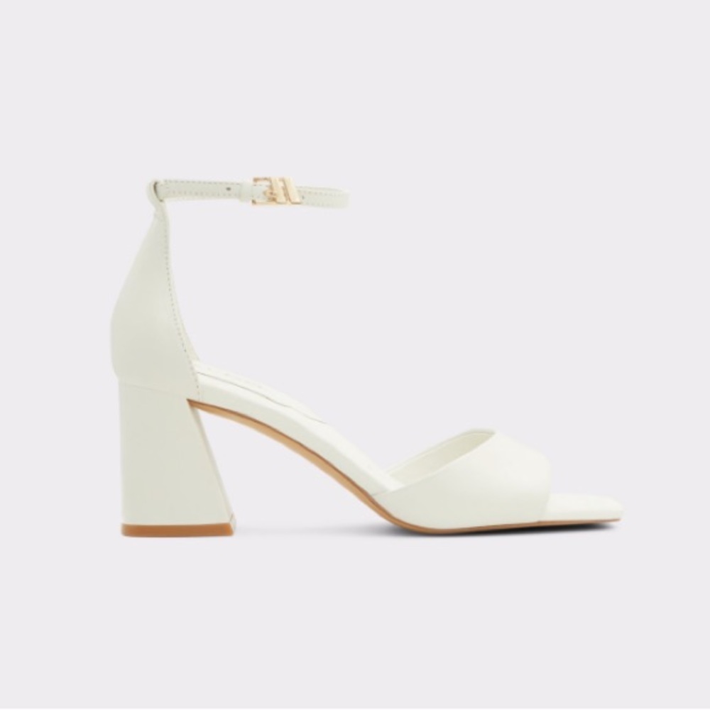 ALDO White Strappy Block Heeled Sandal